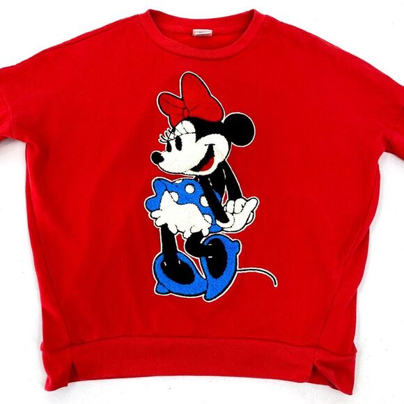 Disney Tops - Minnie Mouse Disney Womens Pullover Sweatshirt Tufted Textured XS